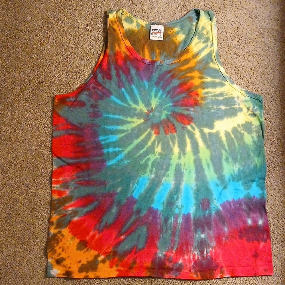 Men's New Colorful Tie-Dye Tank Top, Large